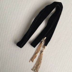 Wrap choker with gold tassels